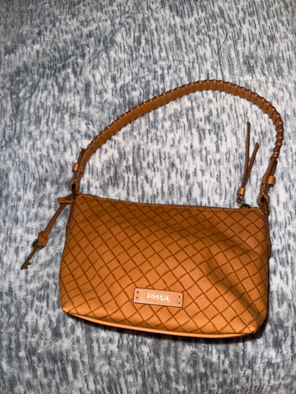 Fossil Woven Leather Shoulder Bag in Brown
